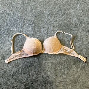 Victoria’s Secret Bombshell Add-2-Cups Lace Plunge Bra - Nude/Beige